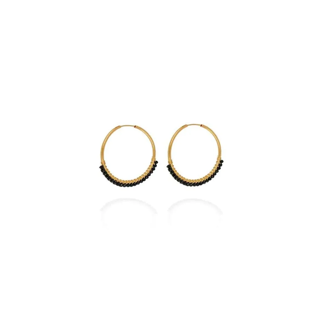 Aros plata chapada en Oro con ónix
