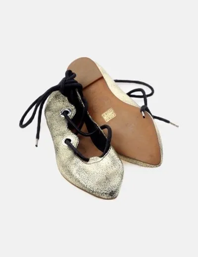 Bimba&Lola Bailarina lace up dorada
