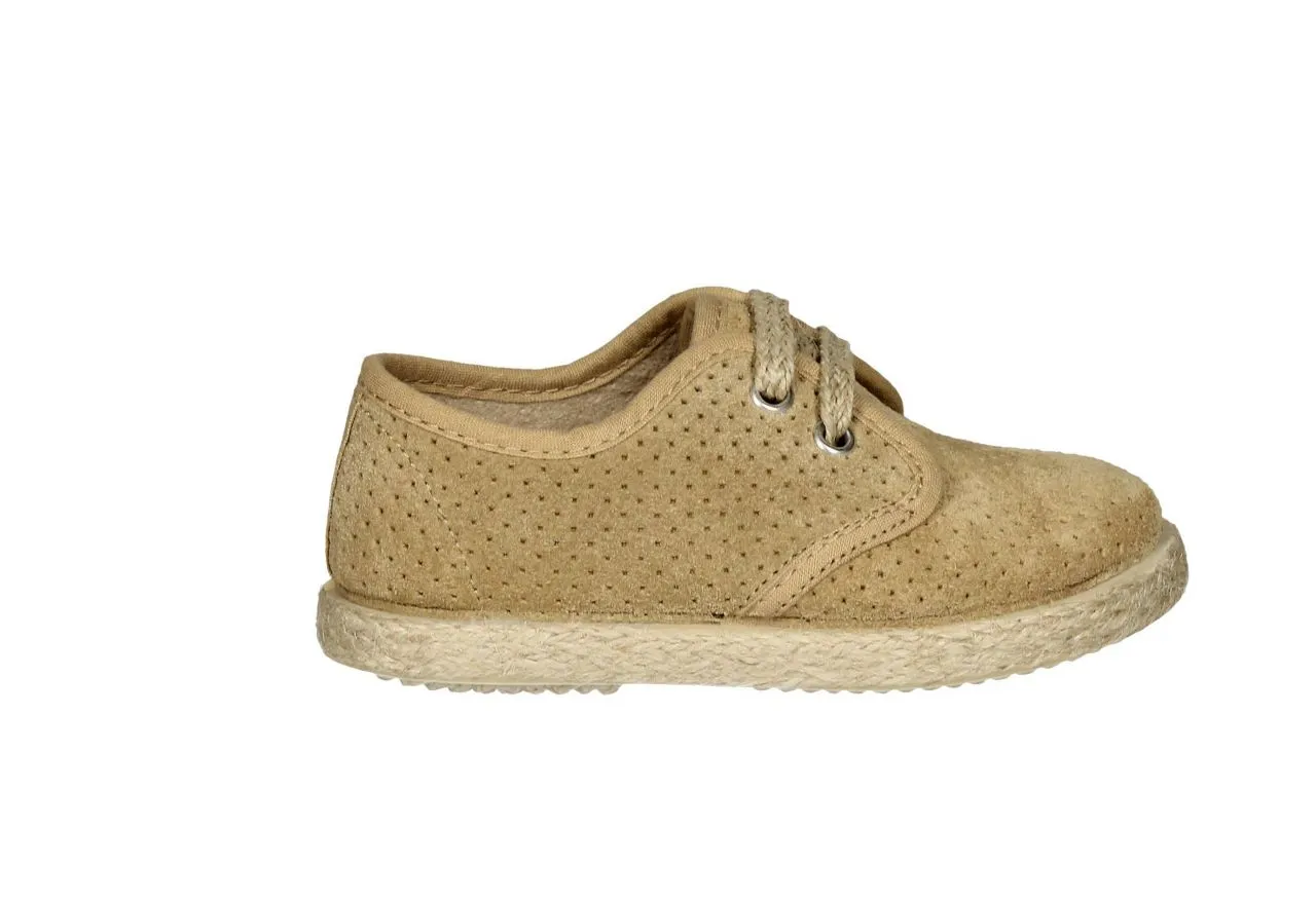 Blucher Picado Serraje Arena Con Bandaleta