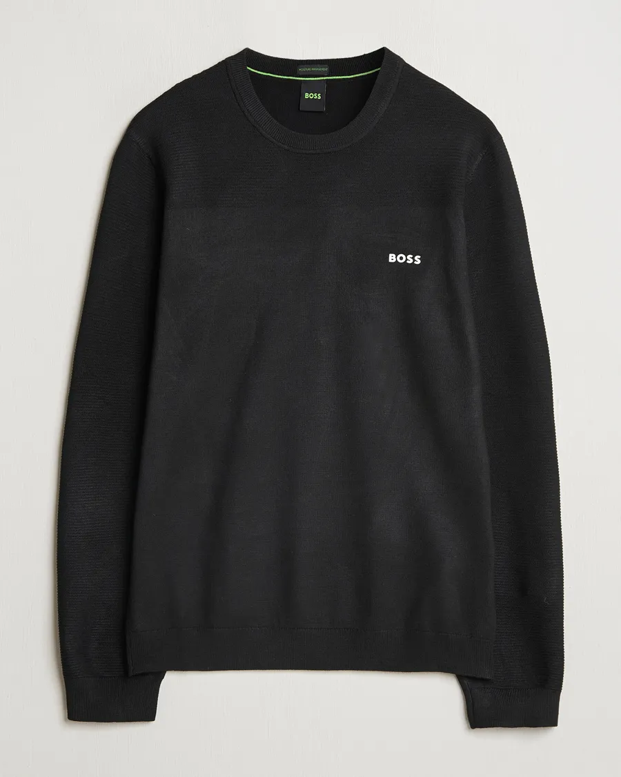 BOSS GREEN Momentum Knitted Crew Neck Black