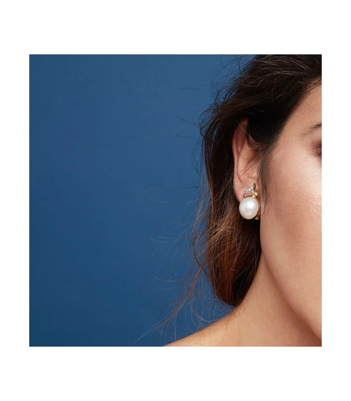 Boucles d'oreilles Takara Perles de Mabe Or Bicolore 18 K 24 MM