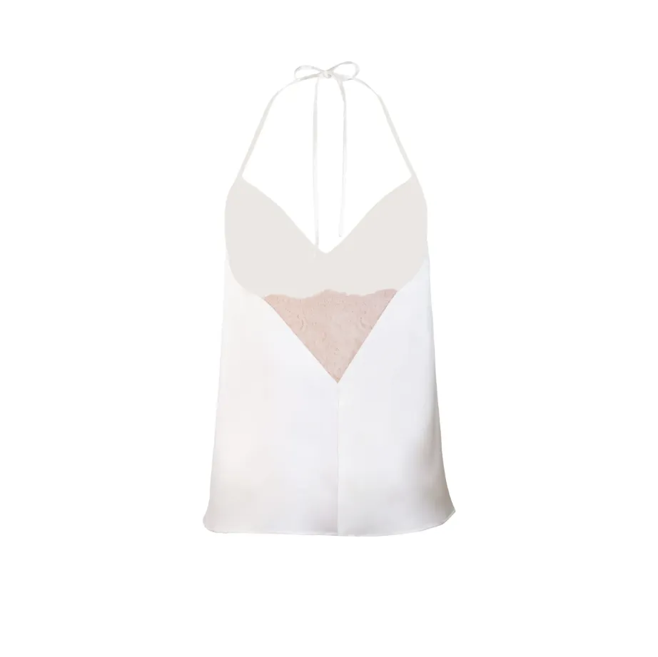 Camisola White satin silk with leavers lace trim