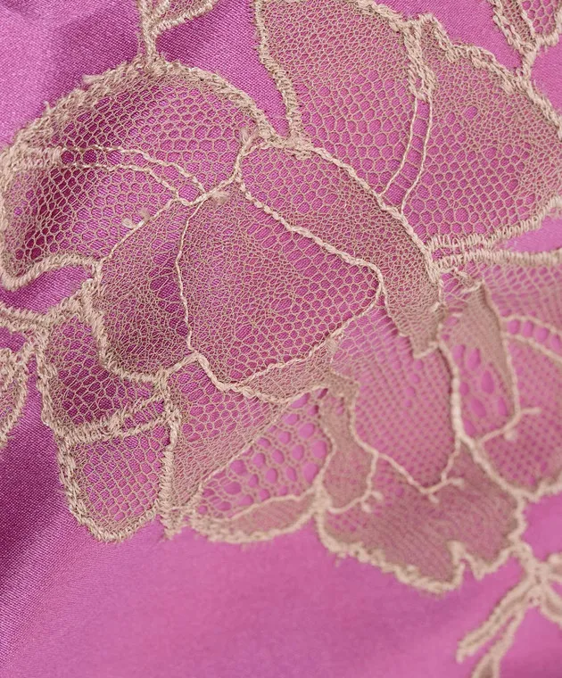 Carine Gilson Pink silk thong panties with lace