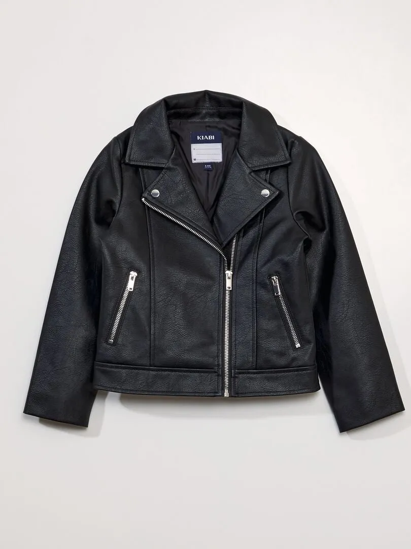 CAZADORA SINTéTICA ESTILO BIKER  NEGRO