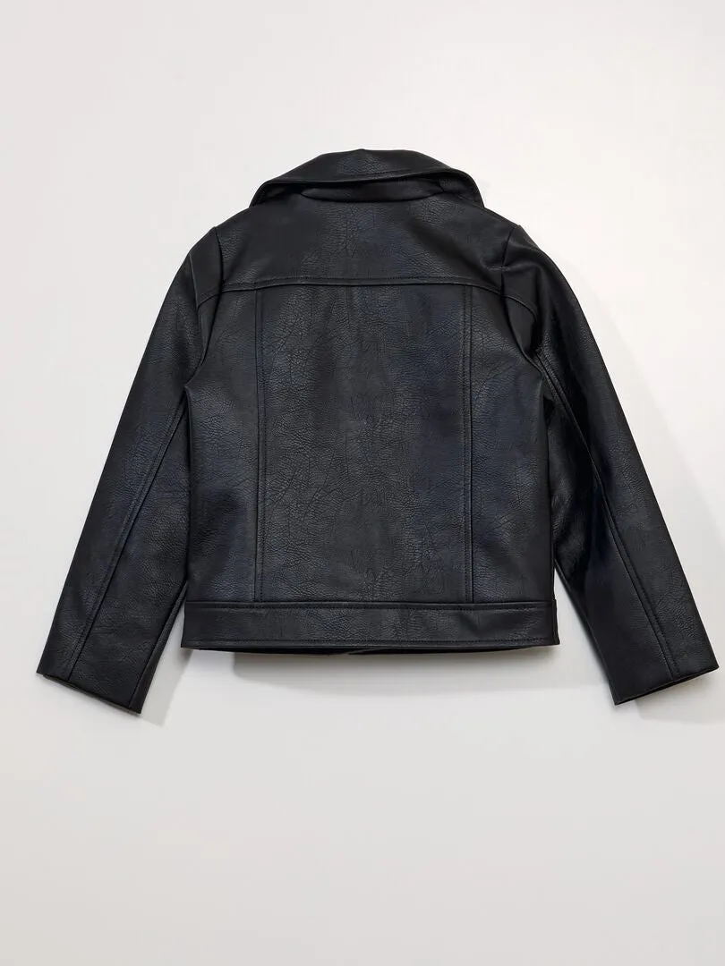 CAZADORA SINTéTICA ESTILO BIKER  NEGRO
