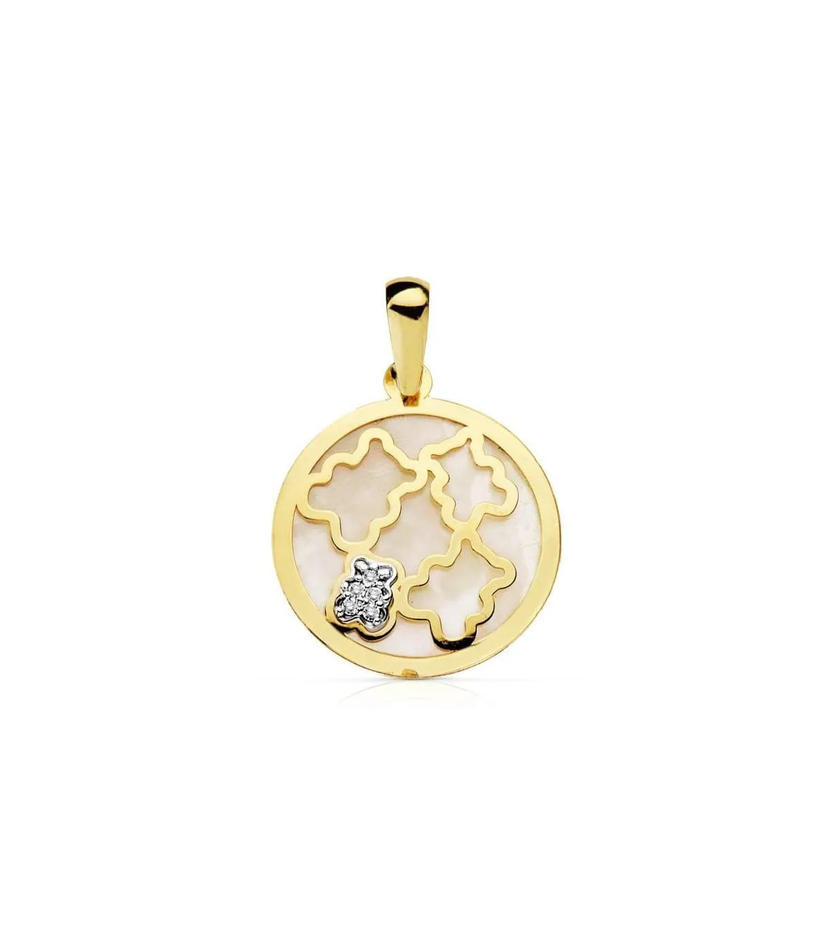 Colgante oro bicolor 18k Osos de nácar