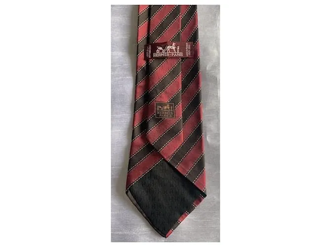 Hermès Corbatas Burdeos Marrón oscuro 