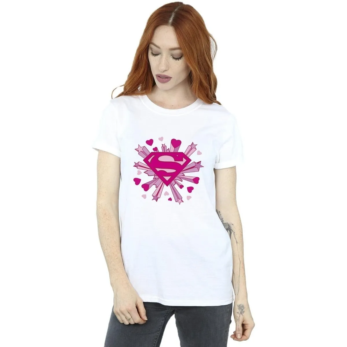 Superman Pink Hearts And Stars Logo