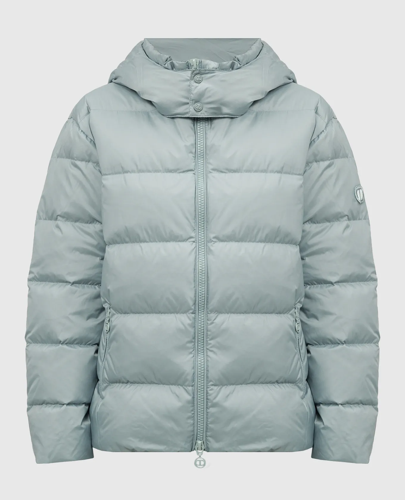 Twinset Green down jacket with logo patch