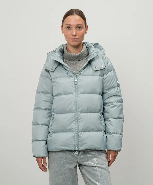 Twinset Green down jacket with logo patch